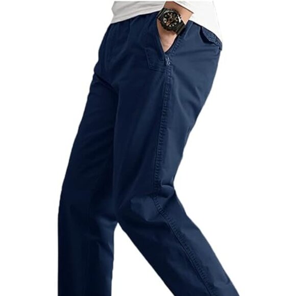Other - Men's Blue Cargo Elastic Waist Casual Long Trousers Light Jogger Pants Sz 3XL